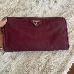 Prada Burgandy Zip-Around Wallet